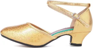YKXLM Closed Toe Salsa Dance Shoes for Women Ballroom Latin Character Dance Shoes,DY113