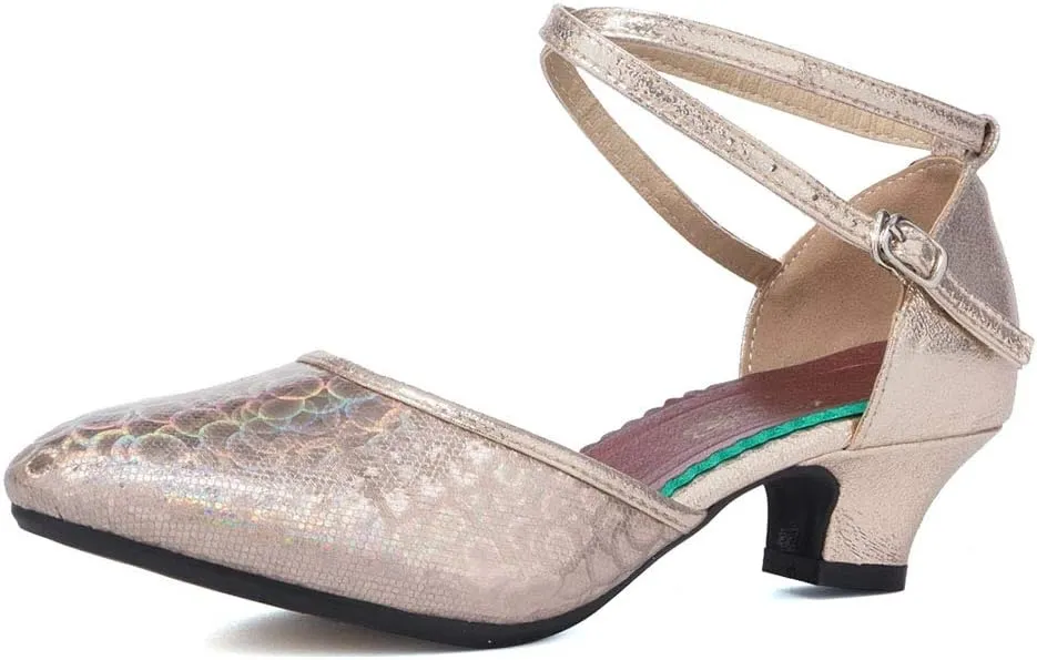 YKXLM Closed Toe Salsa Dance Shoes for Women Ballroom Latin Character Dance Shoes,DY113