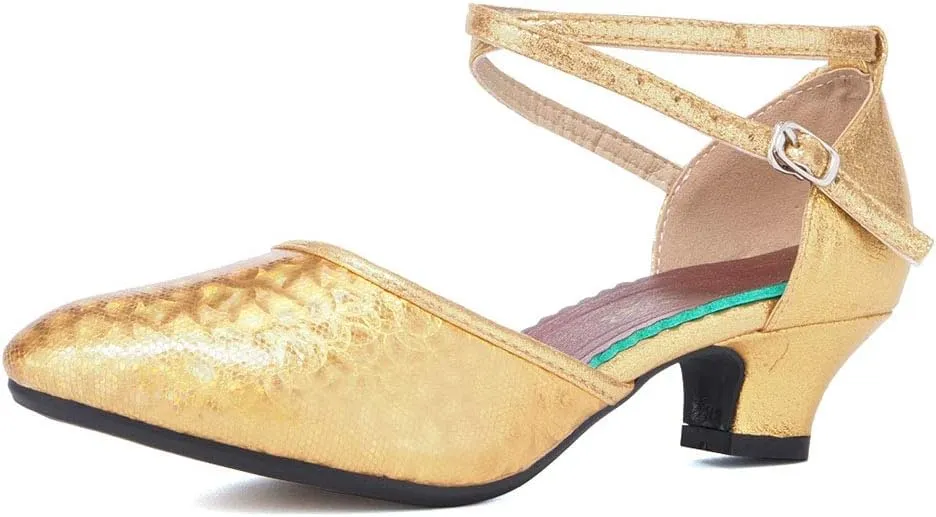 YKXLM Closed Toe Salsa Dance Shoes for Women Ballroom Latin Character Dance Shoes,DY113