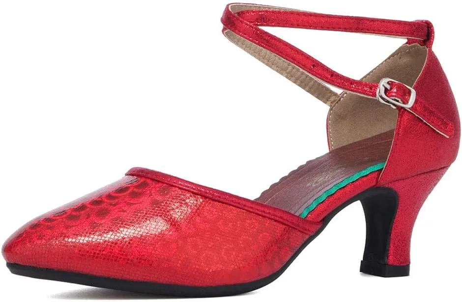 YKXLM Closed Toe Salsa Dance Shoes for Women Ballroom Latin Character Dance Shoes,DY113