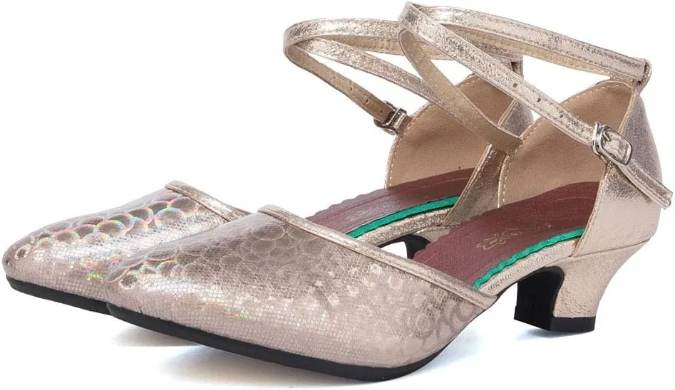 YKXLM Closed Toe Salsa Dance Shoes for Women Ballroom Latin Character Dance Shoes,DY113