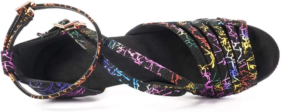 YKXLM Latin Dance Shoes Women Latin Ballroom Dance Shoes Women Performance Social Wedding Dance Shoes,Model AS-7012