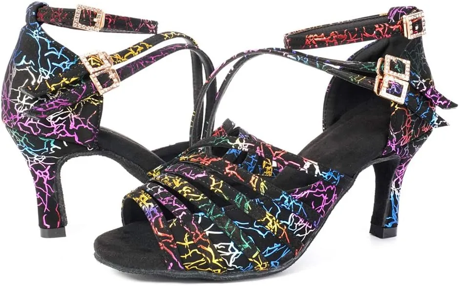 YKXLM Latin Dance Shoes Women Latin Ballroom Dance Shoes Women Performance Social Wedding Dance Shoes,Model AS-7012