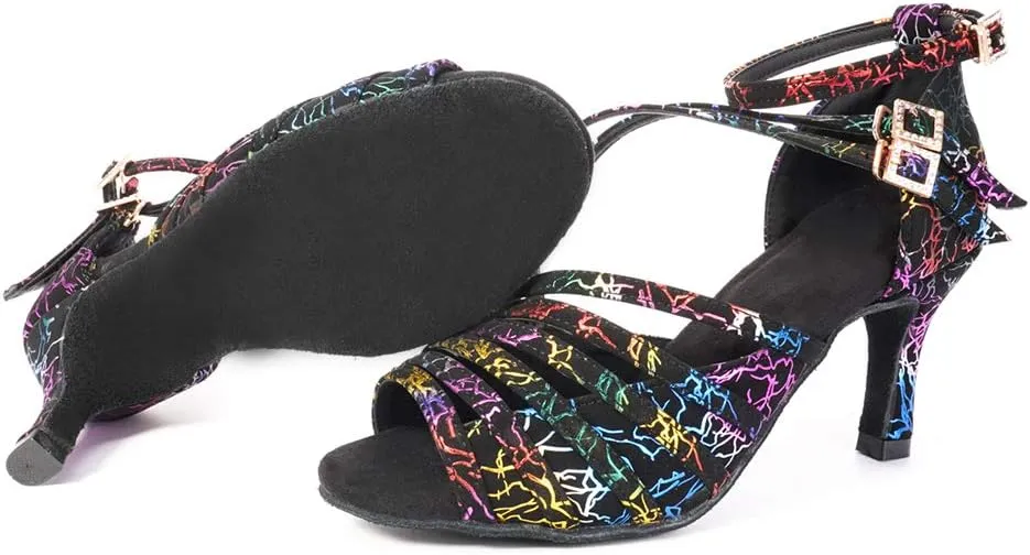 YKXLM Latin Dance Shoes Women Latin Ballroom Dance Shoes Women Performance Social Wedding Dance Shoes,Model AS-7012