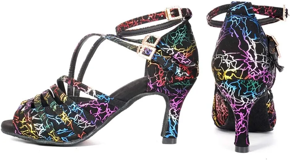 YKXLM Latin Dance Shoes Women Latin Ballroom Dance Shoes Women Performance Social Wedding Dance Shoes,Model AS-7012