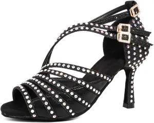 YKXLM Latin Dance Shoes Women Latin Ballroom Dance Shoes Women Performance Social Wedding Dance Shoes,Model AS-7012