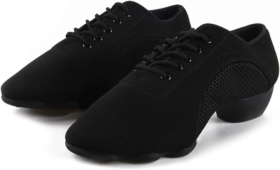 YKXLM Women's and Men's Latin Dance Shoes Breathable Ballroom Dance Shoes Jazz Tango Waltz Black Social Dance Shoe,Model AS-WZJ-706