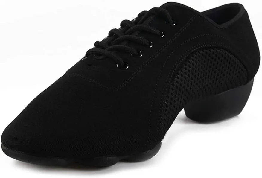 YKXLM Women's and Men's Latin Dance Shoes Breathable Ballroom Dance Shoes Jazz Tango Waltz Black Social Dance Shoe,Model AS-WZJ-706