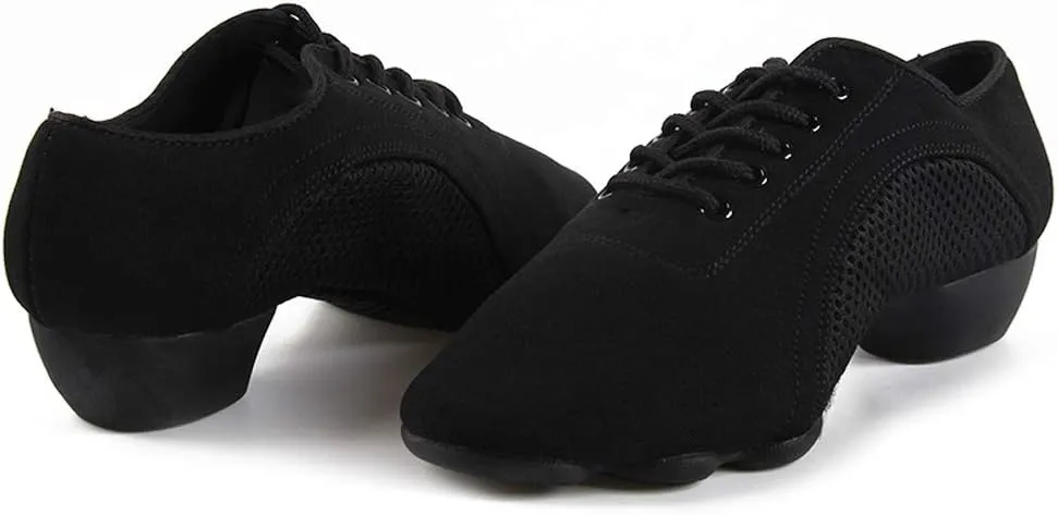 YKXLM Women's and Men's Latin Dance Shoes Breathable Ballroom Dance Shoes Jazz Tango Waltz Black Social Dance Shoe,Model AS-WZJ-706