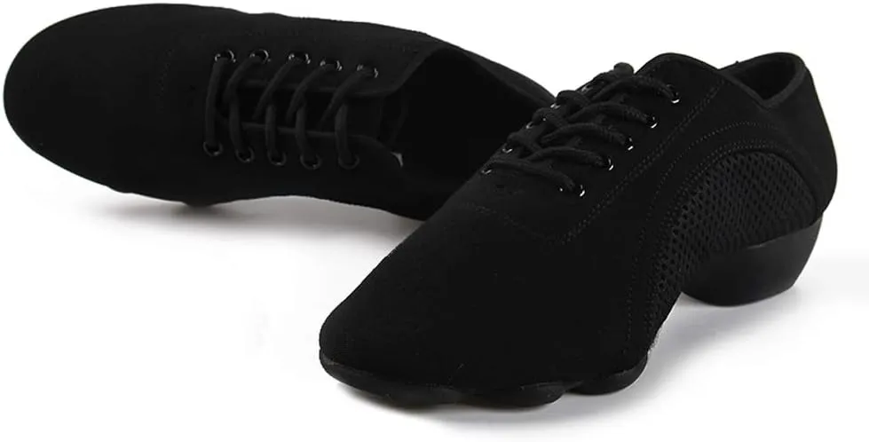 YKXLM Women's and Men's Latin Dance Shoes Breathable Ballroom Dance Shoes Jazz Tango Waltz Black Social Dance Shoe,Model AS-WZJ-706