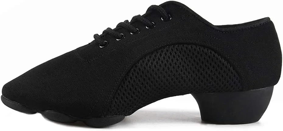 YKXLM Women's and Men's Latin Dance Shoes Breathable Ballroom Dance Shoes Jazz Tango Waltz Black Social Dance Shoe,Model AS-WZJ-706