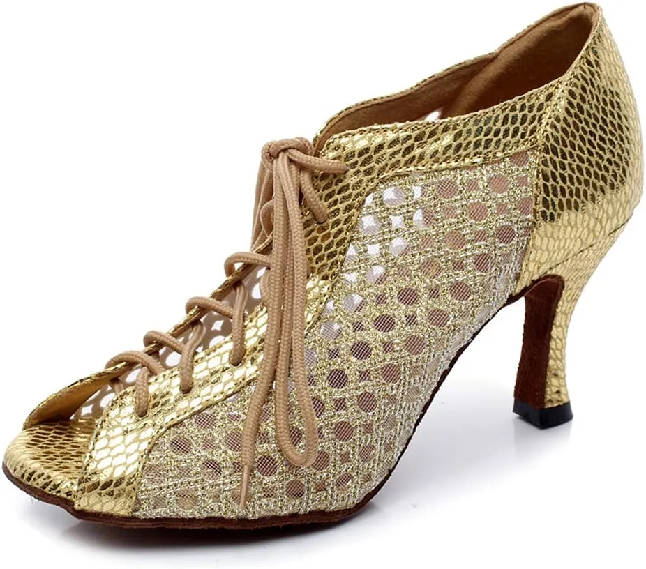 YKXLM Women's Latin Dance Shoes, Ballroom Performance Wedding Party Dance Shoes,Model QJW2002