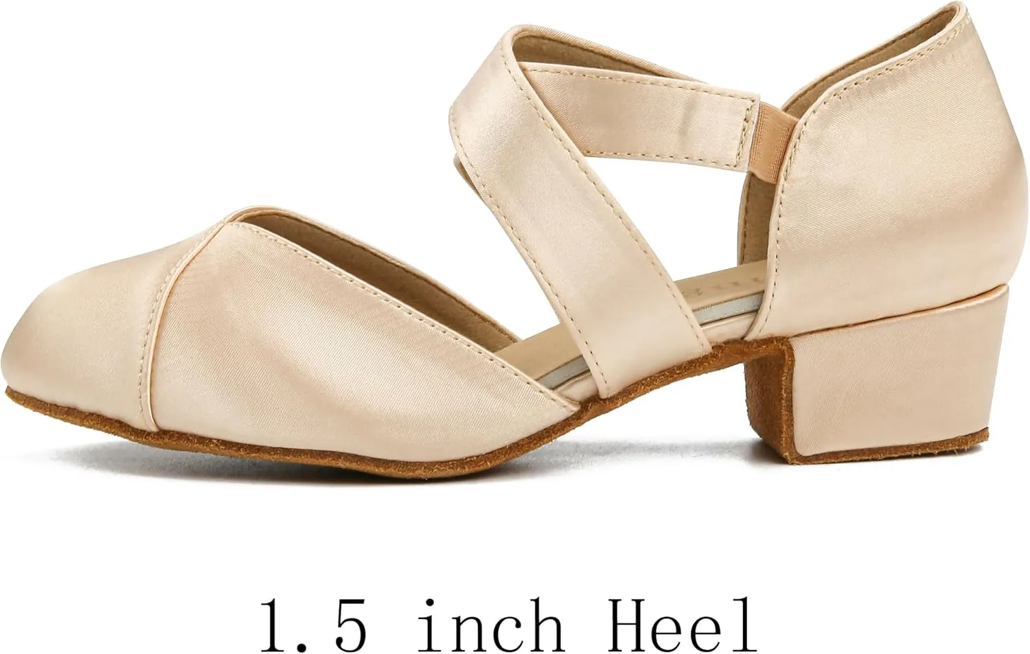 YYTing Women Swing Latin Ballroom Dance Shoes (Closed Toe, Suede Sole, Elastic Closure) 1.5 inch Heel YT26