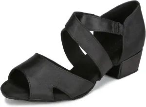 YYTing Women Swing Latin Ballroom Dance Shoes (Suede Sole, Elastic Closure) 1.5 inch Heel YT27