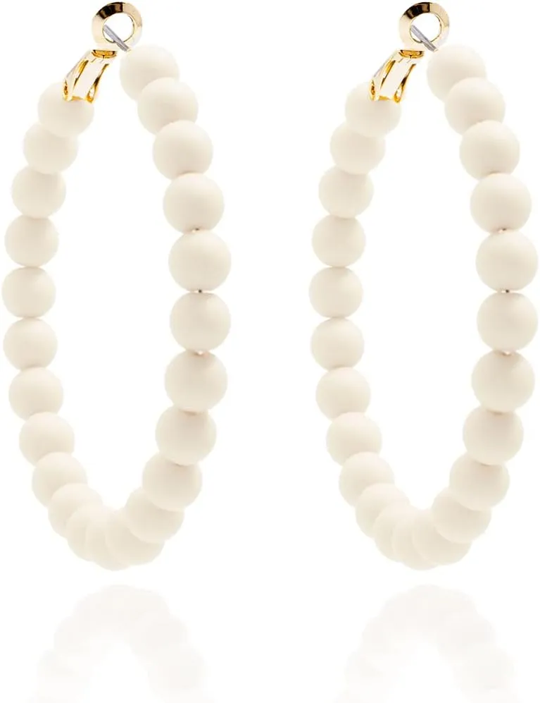 ZENZII Beaded Hoop Earrings Bohemian Circle Round Bead Earrings Chic Dangle Earrings for Women and Girls