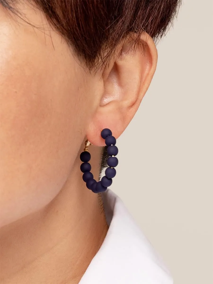 ZENZII Beaded Hoop Fashion Earrings Bohemian Circle Round Bead Earrings Chic Dangle Earrings for Women Girls