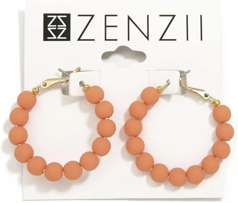 ZENZII Beaded Hoop Fashion Earrings Bohemian Circle Round Bead Earrings Chic Dangle Earrings for Women Girls